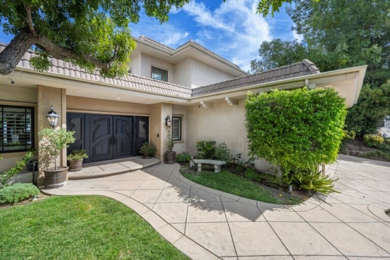 A front view of a two-story suburban home in California