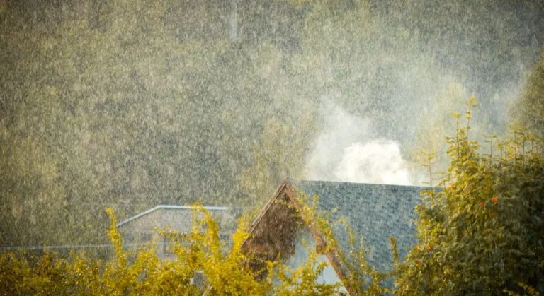 rain coming down on house